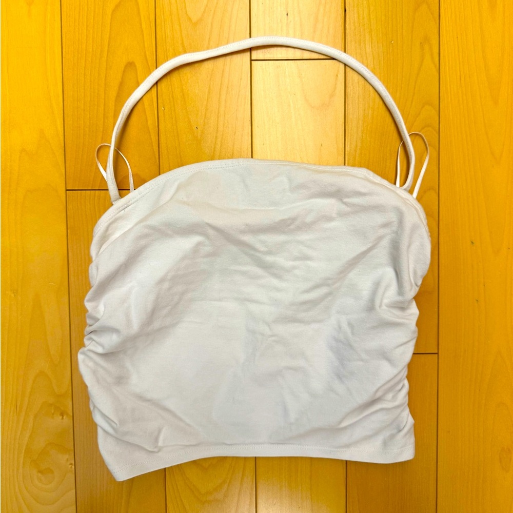 Abercrombie & Fitch White Halter Tank with Removable Halter Strap